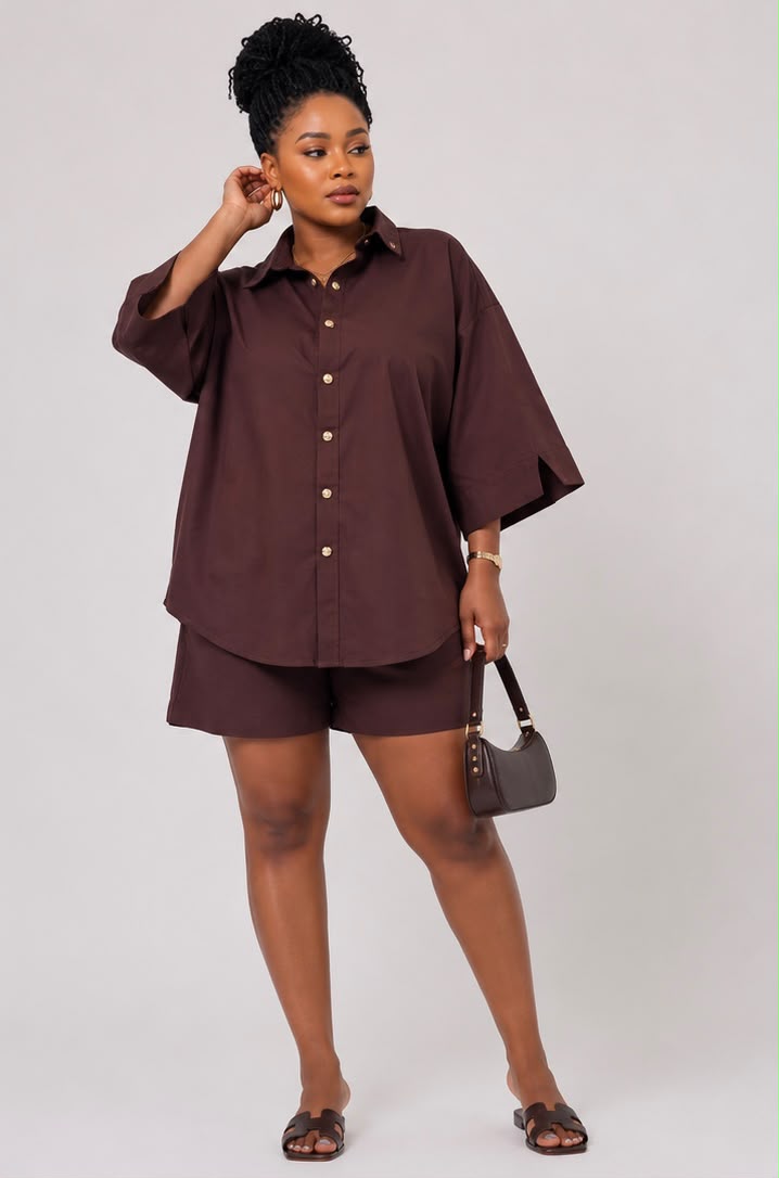 oversized 2-piece shirt/short sets