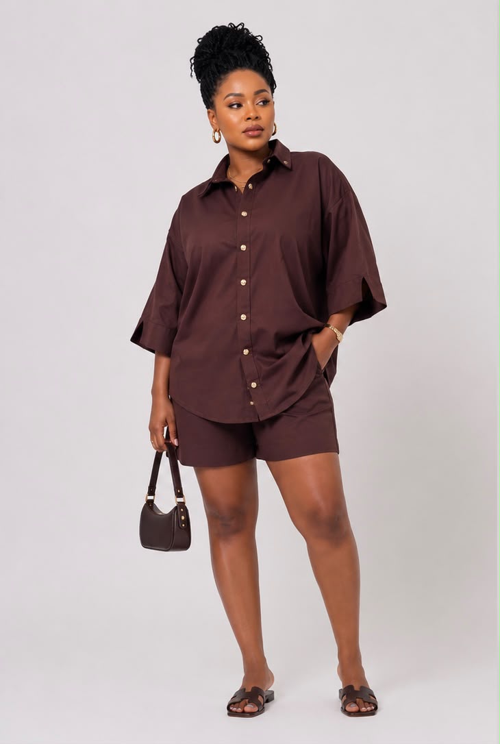 oversized 2-piece shirt/short sets