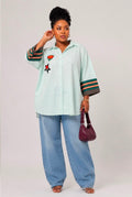 Stylish Aso‑Oke Mixed Shirt with Embellishment —