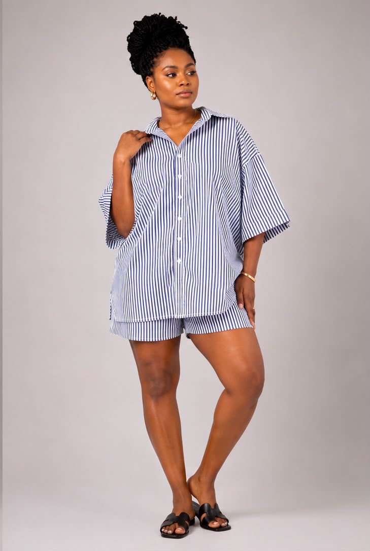 Oversized 2‑Piece Shirt & Shorts Set