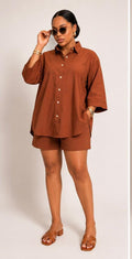 Oversized Women's Co-ord 2 Piece Set – Cinnamon Brown