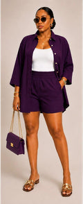 Oversized Women's Co-ord 2 Piece Set – Purple