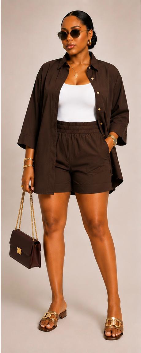 Oversized Women's Co-ord 2 Piece Set – Shirt & Shorts
