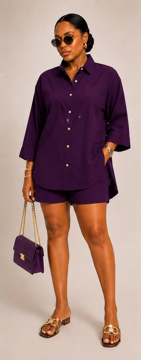 Oversized Women's Co-ord 2 Piece Set – Purple