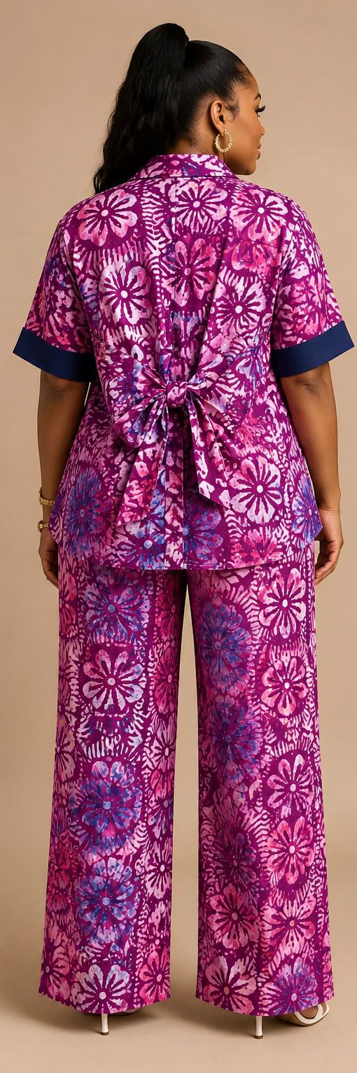 Adire & Aso-Oke 2-Piece Set – Purple & Blue | UK Size 14-16