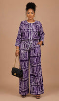 Purple Adire Crepe 2-Piece Set – Women's Co-ord | UK Size 12-14