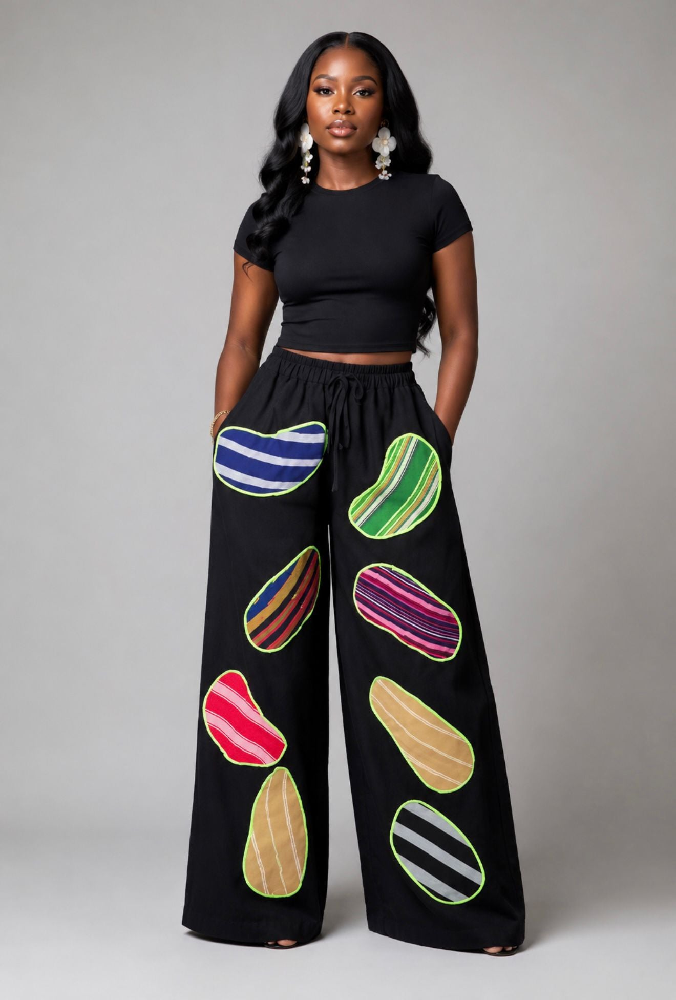 Ayinke Patch Pant – Plain & Aso-oke Patchwork Trousers | UK Size 10-18